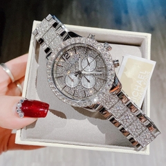 Michael Kors Layton |Nữ Giới |Trắng Silver |Full Đá |Dây Kim Loại |Máy Pin |Size Lớn 42mm