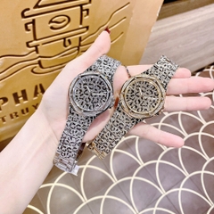 Michael Kors Lennox |Unisex |Vàng Gold |Dây Kim Loại Họa Tiết Báo |Máy Pin (Quartz) |Size 43mm