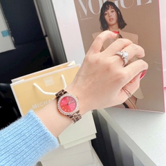 Michael Kors Lenox |Nữ Giới |Rose Gold |Mặt Đỏ |Dây Kim Loại |Máy Pin (Quartz) |Size Nhỏ 30mm