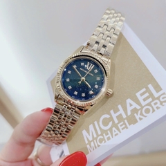 Michael Kors Lexington |Nữ Giới |Vàng Gold |Mặt Xanh |Dây Kim Loại |Máy Pin |Size Nhỏ 26mm