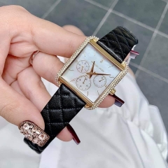 Michael Kors Mặt Vuông Đính Đá |Nữ Giới |Chronograph |Dây Da Đen |Máy Pin (Quartz) |Size 32x32mm