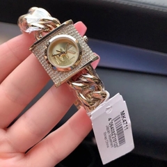 Michael Kors Mini Lock |Nữ Giới |Vàng Gold |Mặt Vuông MK |Dây Mắt Xích |Máy Pin |Size Nhỏ 25mm