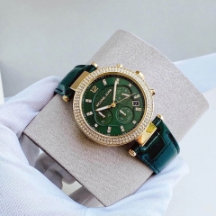 Micheal Kors Parker 6 Kim |Nữ Giới |Đính Đá |Dây Da Xanh Lá |Máy Pin (Quartz) |Size 39mm