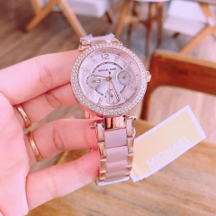 Michael Kors Parker Mini |Nữ Giới |Dây Kim Loại Mix Acetate Hồng |Máy Pin (Quartz) |Size 33mm