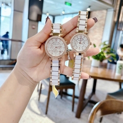 Micheal Kors Parker Mini |Nữ Giới |Rose Gold |Dây Kim Loại Mix Acetat Trắng |Máy Pin (Quartz) |Size 33mm
