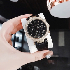 Micheal Kors Parker |Nữ Giới |Đính Đá Vàng Gold |Dây Da Màu Đen |Máy Pin (Quartz) |Size 39mm