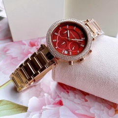 Michael Kors Parker |Nữ Giới |Mặt Đỏ |Dây Kim Loại Rose Gold |Máy Pin (Quartz) |Size 38mm
