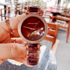 Michael Kors Parker |Nữ Giới |Rose Gold |Dây Kim Loại Mix Acetate Đỏ |Máy Pin |Size Lớn 39mm