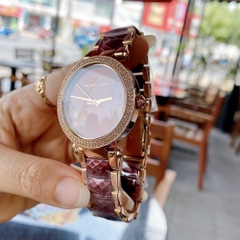 Michael Kors Parker |Nữ Giới |Rose Gold |Dây Kim Loại Mix Acetate Đỏ |Máy Pin |Size Lớn 39mm