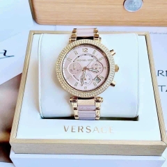 Michael Kors Parker |Nữ Giới |Vàng Gold |Dây Kim Loại Mix Acetate Hồng |Máy Pin |Size Lớn 39mm
