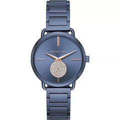Michael Kors Portia |Nữ Giới |Mặt Đính Đá |Dây Kim Loại Xanh |Máy Pin (Quartz) |Size 37mm