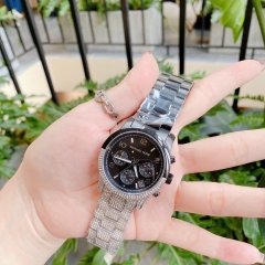 Michael Kors Runway Pave |Unisex |Đính Đá |Dây Kim Loại Đen |Máy Pin (Quartz) |Size Lớn 38mm
