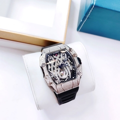 Hanboro Mặt Nhện |Nam Giới |Mặt Oval Đính Full Đá Silver |Máy Cơ (Automatic) |Size 40x50mm