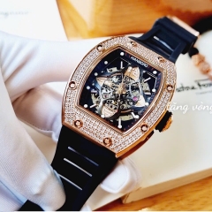 Hanboro Mặt Oval |Rose Gold |Nam Giới |Dây Cao Su |Máy Cơ (Automatic) |Size 40x50mm