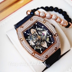 Hanboro Mặt Oval |Rose Gold |Nam Giới |Dây Cao Su |Máy Cơ (Automatic) |Size 40x50mm