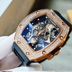 Hanboro Mặt Oval |Rose Gold |Nam Giới |Dây Cao Su |Máy Cơ (Automatic) |Size 40x50mm