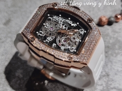 Hanboro Dây Silicone |Mặt Oval |Rose Gold |Nam Giới |Máy Lộ Cơ (Automatic) |Size 40x48mm