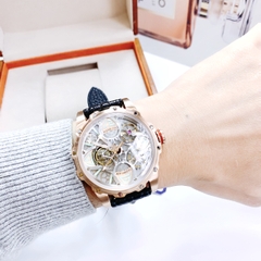 Hanboro Mặt Cỏ 4 Lá |Nam Giới |Dây Da |Full Rose Gold |Máy Cơ (Automatic) |Size 43mm