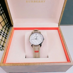 Burberry The Classic |Nữ Giới |Mặt Trắng |Đính Đá |Dây Vải Bọc Da Nude |Máy Pin (Quartz) |Size 32mm