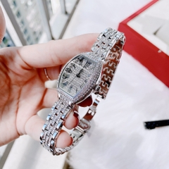 Davena Số La Mã |Nữ Giới |Full Đá Trắng Silver |Dây Kim Loại |Máy Pin (Quartz) |Size Nhỏ 30x32mm