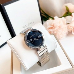 Gucci Interlocking |Nữ Giới |Mặt Tròn Đen |Dây Kim Loại Silver |Máy Pin (Quartz) |Size 36mm