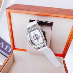 Hanboro Nữ Dây Cao Su Trắng |Mặt Oval Cỏ 4 Lá |Nữ Giới |Máy Pin (Quartz) |Size 32x45mm