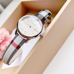 Burberry The Classic Round |Nữ Giới |Silver |Dây Vải Bọc Da Nude |Máy Pin (Quartz) |Size 32mm