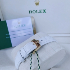 Rolex Cellini |Nữ Giới |Mặt Vuông |Đính Đá |Dây Da Trắng |Máy Pin (Máy Quartz) |Size 33mm