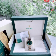 Rolex Cellini |Nữ Giới |Mặt Vuông |Xanh Lá |Dây Kim Loại Demi Vàng |Máy Pin (Máy Quartz) |Size 33mm