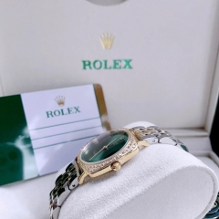 Rolex Cellini |Nữ Giới |Mặt Vuông |Xanh Lá |Dây Kim Loại Demi Vàng |Máy Pin (Máy Quartz) |Size 33mm