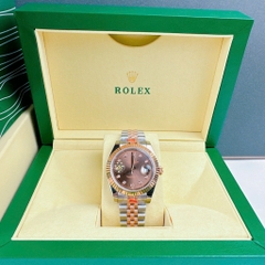 Rolex Niềng Khía |Cặp Đôi |Mặt Nâu |Dây Kim Loại Demi Rose Gold |Máy Cơ (Automatic) |Size 41x31mm
