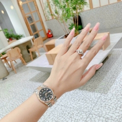 Rolex Niềng Khía |Nữ Giới |Mặt Đen |Dây Kim Loại Demi Rose |Máy Cơ (Automatic) |Size 36mm