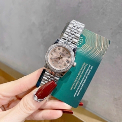 Rolex Date Just |Nữ Giới |Mặt Hồng |Đính Đá |Dây Kim Loại Silver |Máy Pin (Máy Quartz) |Size 31mm