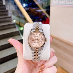 Rolex Date Just |Nữ Giới |Mặt Hồng |Niềng Khía |Dây Kim Loại Demi Rose |Máy Pin (Máy Quartz) |Size 31mm