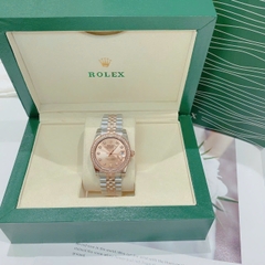 Rolex Đính Đá |Nữ Giới |Mặt Hồng Trà |Dây Kim Loại Demi Rose |Máy Cơ (Automatic) |Size 36mm