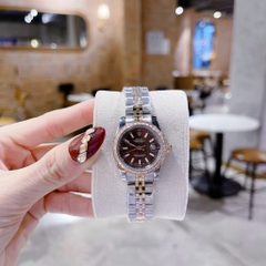 Rolex Date Just |Nữ Giới |Mặt Nâu |Đính Đá |Dây Kim Loại Demi |Máy Pin (Máy Quartz) |Size 28mm