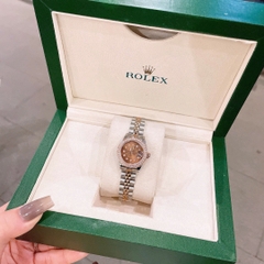 Rolex Date Just |Nữ Giới |Mặt Nâu |Đính Đá |Dây Kim Loại Demi |Máy Pin (Máy Quartz) |Size 28mm