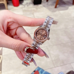 Rolex Date Just |Nữ Giới |Mặt Nâu |Niềng Khía |Dây Kim Loại Demi |Máy Pin (Máy Quartz) |Size 28mm