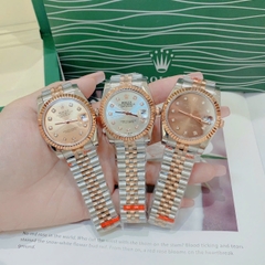 Rolex Niềng Khía |Nữ Giới |Mặt Nâu |Dây Kim Loại Demi Rose |Máy Cơ (Automatic) |Size 36mm