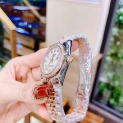 Rolex Date Just |Nữ Giới |Mặt Trắng |Đính Đá |Dây Kim Loại Demi Rose |Máy Pin (Máy Quartz) |Size 31mm