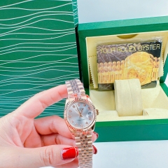 Rolex Niềng Khía |Nữ Giới |Mặt Trắng |Dây Kim Loại Rose Gold |Máy Pin (Máy Quartz) |Size 31mm