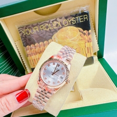 Rolex Niềng Khía |Nữ Giới |Mặt Trắng |Dây Kim Loại Rose Gold |Máy Pin (Máy Quartz) |Size 31mm