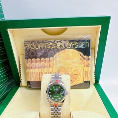 Rolex Niềng Khía |Nữ Giới |Xanh Lá |Dây Kim Loại Trắng Silver |Máy Pin (Máy Quartz) |Size 31mm