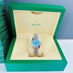 Rolex Đính Đá |Nữ Giới |Mặt Xanh Da Trời |Dây Kim Loại Silver |Máy Pin (Máy Quartz) |Size 31mm