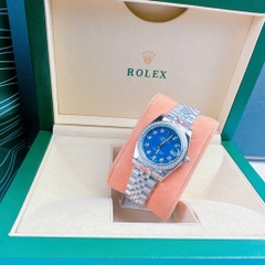Rolex Đính Đá |Nữ Giới |Mặt Xanh Dương |Dây Kim Loại Silver |Máy Pin (Máy Quartz) |Size 31mm