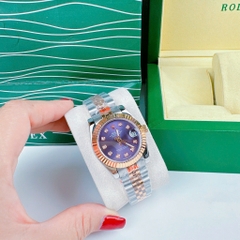 Rolex Niềng Khía |Nữ Giới |Xanh Dương |Dây Kim Loại Demi Rose Gold |Máy Pin (Máy Quartz) |Size 31mm