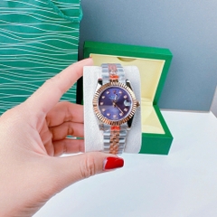 Rolex Niềng Khía |Nữ Giới |Xanh Dương |Dây Kim Loại Demi Rose Gold |Máy Pin (Máy Quartz) |Size 31mm