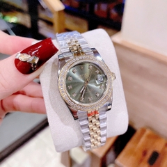 Rolex Date Just |Nữ Giới |Mặt Xanh Rêu |Đính Đá |Dây Kim Loại Demi |Máy Pin (Máy Quartz) |Size 31mm