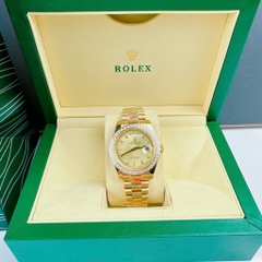Rolex 2 Lịch |Nam Giới |Đính Đá |Dây Kim Loại Vàng Gold |Máy Cơ (Automatic) |Size 41mm