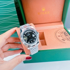 Rolex 2 Lịch |Nam Giới |Mặt Đen |Niềng Khía |Dây Kim Loại |Máy Cơ (Automatic) |Size 41mm